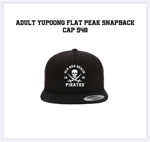 Adult Yupoong Flat Peak Snapback Cap - Pirates est 1991